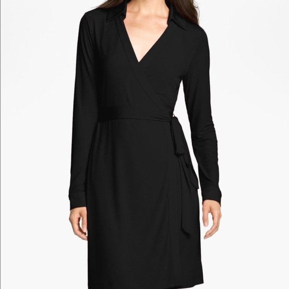 Calvin Klein | Dresses | Calvin Klein Black Long Sleeve Wrap Dress Size |  Poshmark